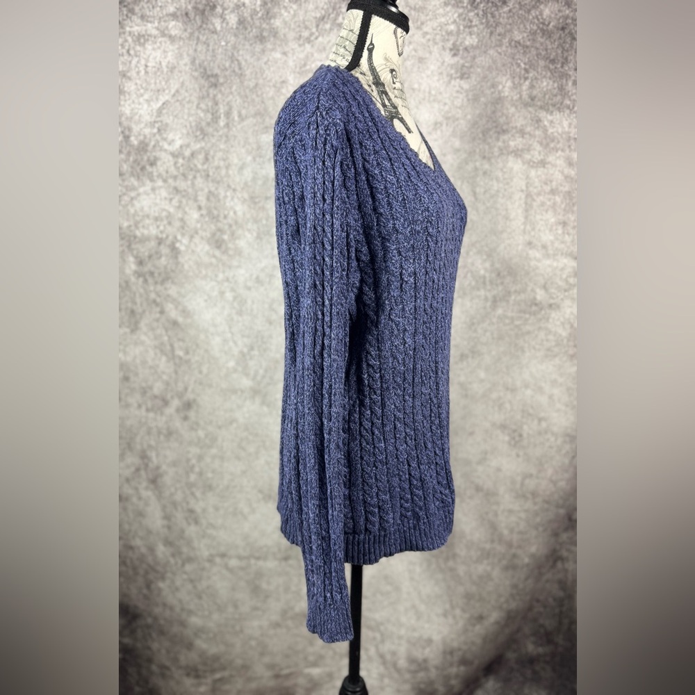 Croft & Barrow Cotton V-Neck Knit Blue Women's Sweater Size M - Picture 2 of 9